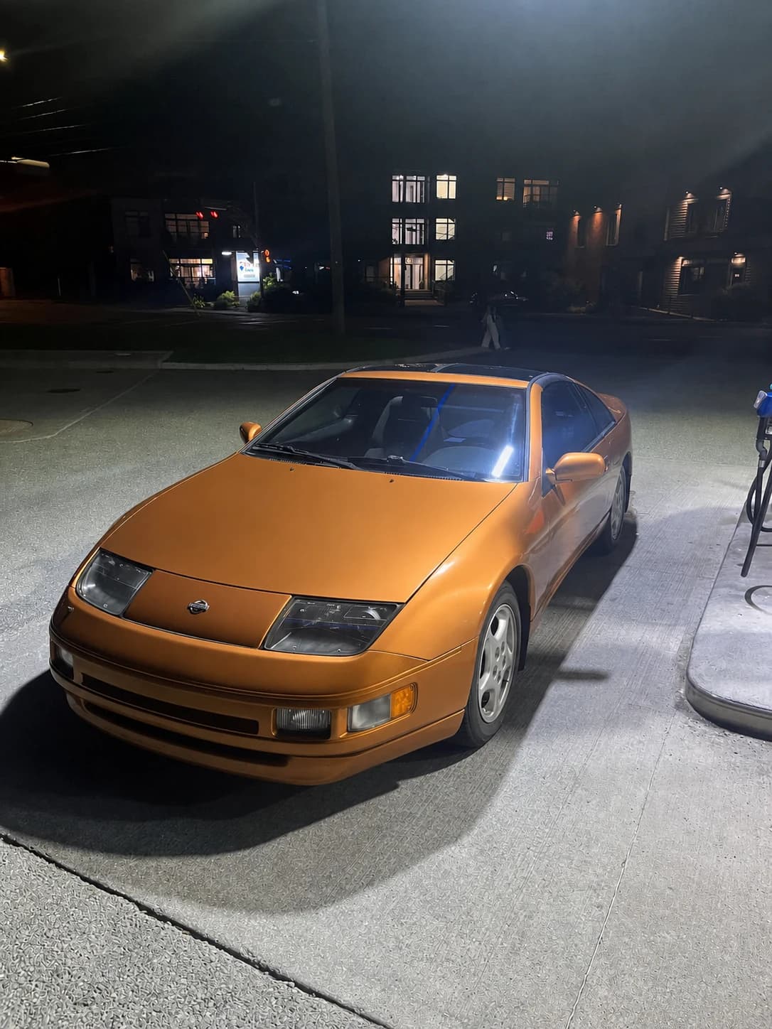 Khalifeh's bronze Nissan 300ZX at night